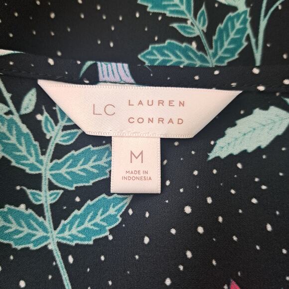LC Lauren Conrad Floral Print Polka Dot Top - Picture 3 of 7